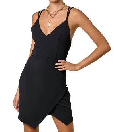 Blue Blush Open Back Strappy Detailed Bodycon Dress In Black