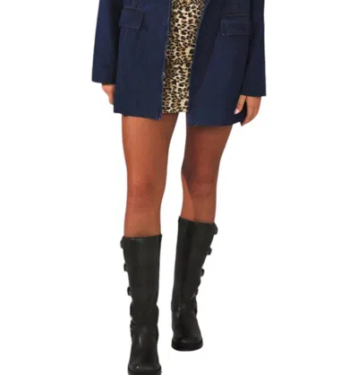 Blue Blush Out N About Denim Blazer In Dark Washed In Multi