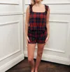 Blue Blush Plaid Pajama Set In Red In Red