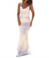 Blue Blush Romance In Bloom Satin Dress In Off White In White