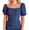 Blue Blush Saddle Up Denim Top In Multi