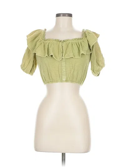 Pre-owned Blue Blush Short Sleeve Blouse In Green