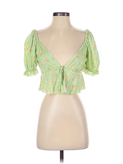 Pre-owned Blue Blush Short Sleeve Blouse In Green