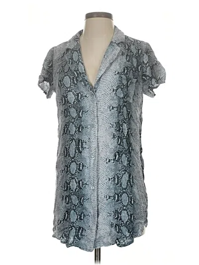 Pre-owned Blue Blush Short Sleeve Blouse In Silver