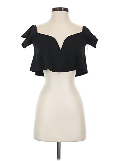 Pre-owned Blue Blush Short Sleeve Top Black Strapless Neckline Tops