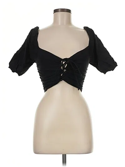 Pre-owned Blue Blush Short Sleeve Top Black Sweetheart Neckline Tops