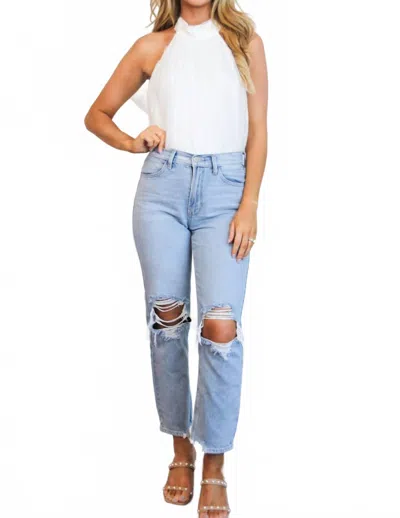 Blue Blush Simply Class Organza Bodysuit In White In Blue