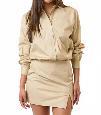 Blue Blush Sleek Simple Mini Dress In Khaki In Animal Print