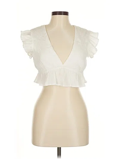 Pre-owned Blue Blush Sleeveless Blouse In White