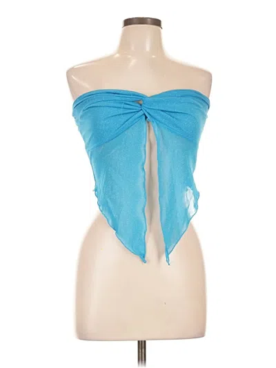 Pre-owned Blue Blush Sleeveless Top Blue Strapless Neckline Tops