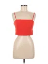 Blue Blush Sleeveless Top Red Strapless Neckline Tops In White