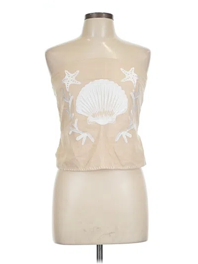 Pre-owned Blue Blush Sleeveless Top Tan Strapless Neckline Tops In Brown