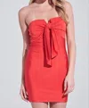Blue Blush Strapless Mini Dress In Red In Pink