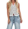 Blue Blush Striped Comfort Sweater Vest In Ivory In White