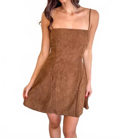 Blue Blush Suede Mini Dress In Cocoa In Brown