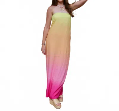 Blue Blush Sunny Ombre Tube Maxi Dress In Yellow In Multi