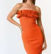 Blue Blush Sweater Ruffled Tube Dress In Orange