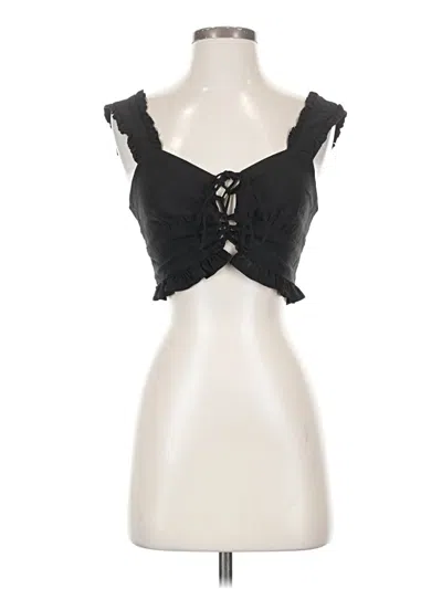 Pre-owned Blue Blush Tank Top Black Sweetheart Neckline Tops