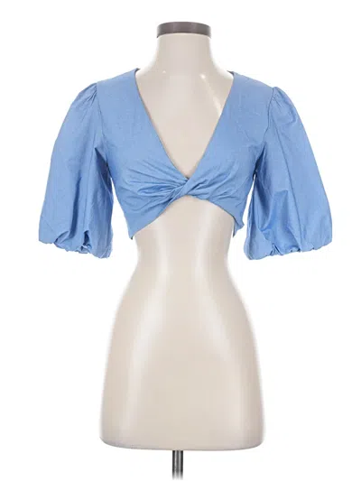 Pre-owned Blue Blush Tank Top Blue Plunge Neckline Tops
