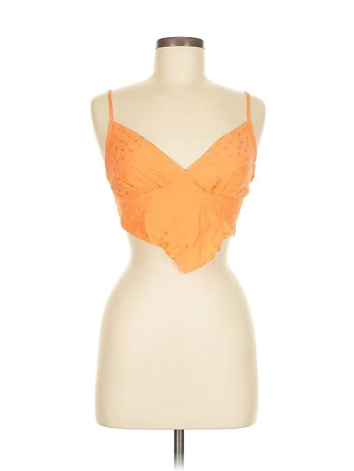 Pre-owned Blue Blush Tank Top Orange Strapless Neckline Tops