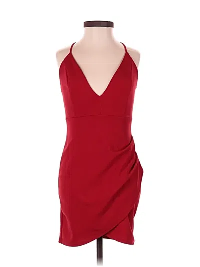 Pre-owned Blue Blush Tank Top Red Halter Neckline Tops