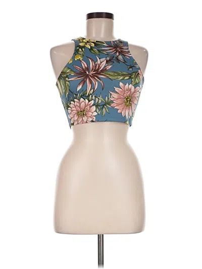 Pre-owned Blue Blush Tank Top Teal Halter Neckline Tops