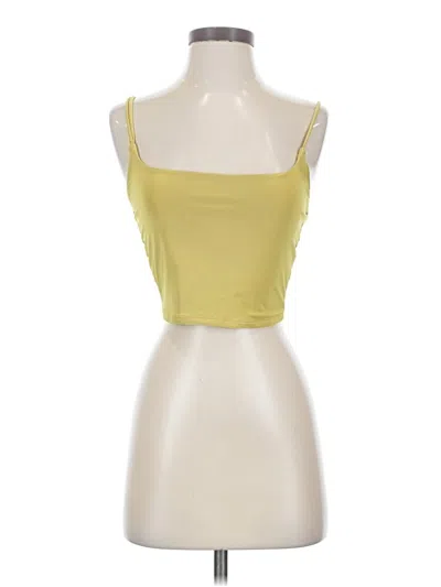 Pre-owned Blue Blush Tank Top Yellow Strapless Neckline Tops