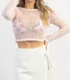 Shop Blue Blush The Jenna Crochet Crop Top In Pink In Beige