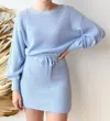 Blue Blush Tie Waist Sweater Dress In Sky In Blue
