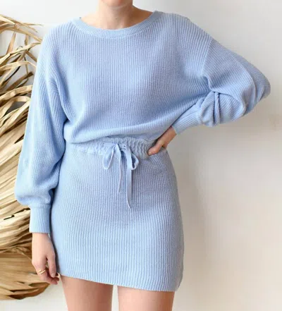 Blue Blush Tie Waist Sweater Dress In Sky In Blue