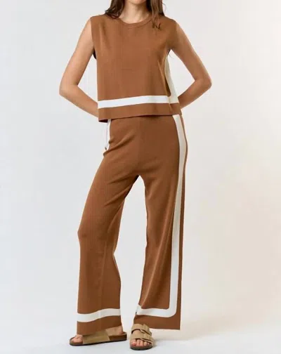 Blue Blush Top And Pant Set In Mocha In Brown