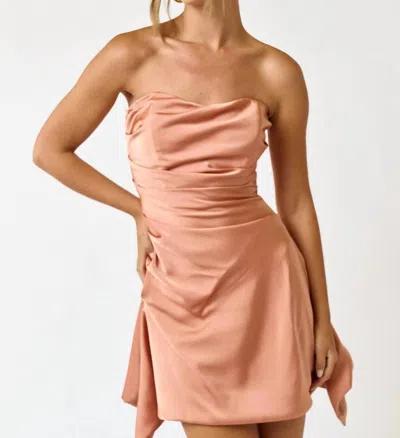 Blue Blush Tube Pleated Mini Dress In Nude