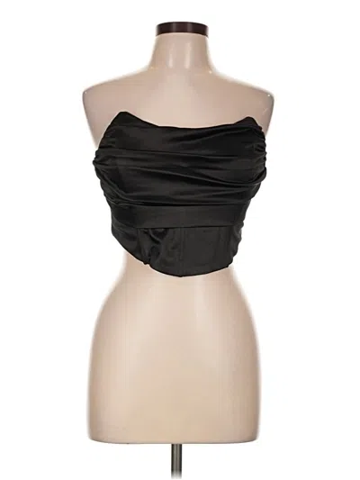 Pre-owned Blue Blush Tube Top Black Strapless Neckline Tops