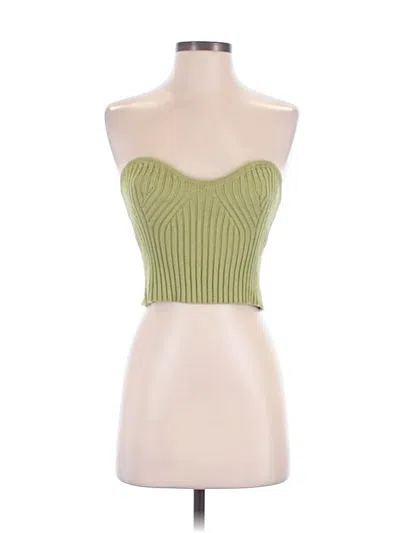 Pre-owned Blue Blush Tube Top Green Strapless Neckline Tops