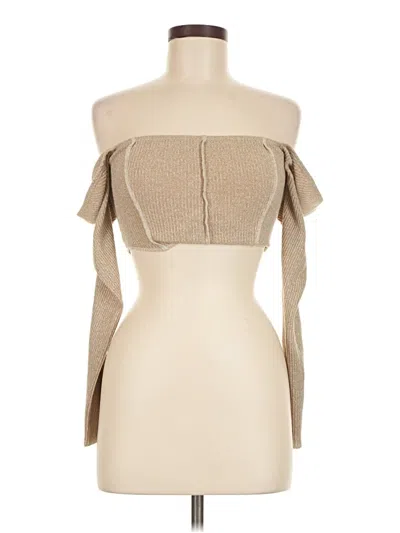 Pre-owned Blue Blush Tube Top Tan Strapless Neckline Tops In Brown