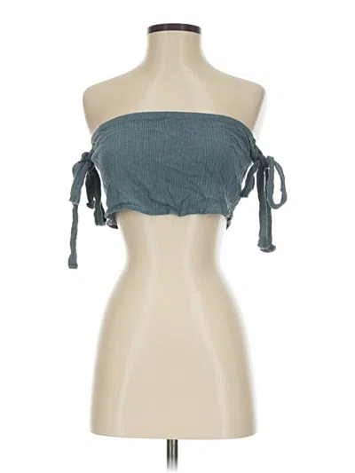 Pre-owned Blue Blush Tube Top Teal Strapless Neckline Tops