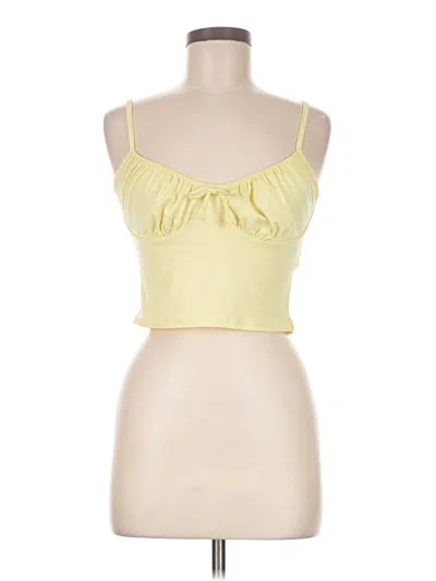Pre-owned Blue Blush Tube Top Yellow Strapless Neckline Tops