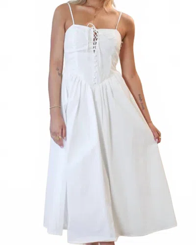 Blue Blush Verona Poplin Midi Dress In White In Purple