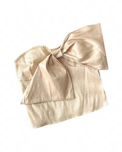 Blue Blush Women's Bow Sheer Top In Champagne In Gold