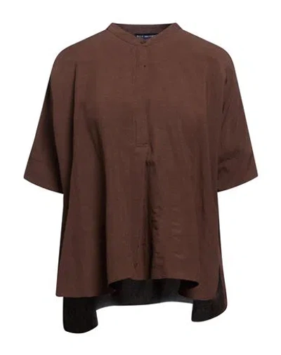 Blue Brothers Woman Top Chocolate Brown Size 2 Viscose, Linen