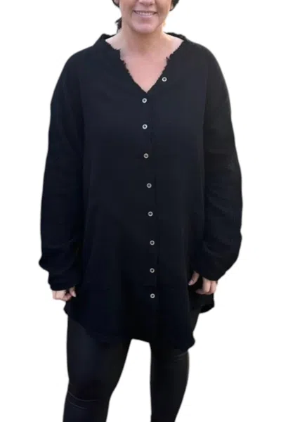 Blue Buttercup Button Down Dress In Black