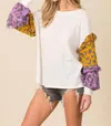 Blue Buttercup Color Block Leopard Top In White