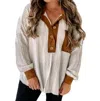 Blue Buttercup Contrast Suede Top In Tan/white In Multi