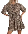 Blue Buttercup Leopard Bow Dress In Brown Multi In Animal Print