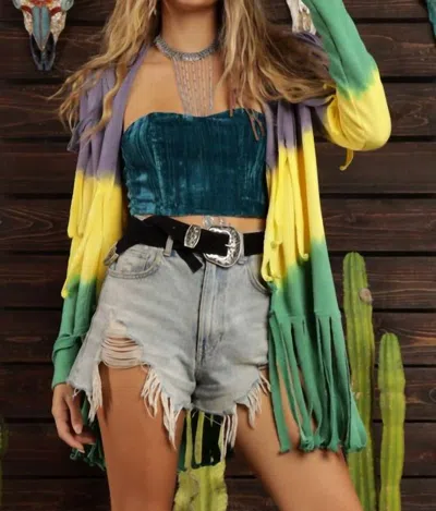 Blue Buttercup Mardi Gras Tie Dye Cardigan In Multi