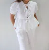 Blue Buttercup Mindy Bow Tie-front Top In White In White