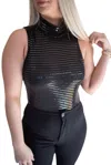 Blue Buttercup Night Out Bodysuit In Black In Black