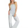 Blue Buttercup Strapless Jumpsuit In Ligh Wash In Animal Print