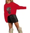 Blue Buttercup Studded Skull Sweatshirt In Red