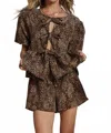 Blue Buttercup Venita Leopard Print Short Set In Multi